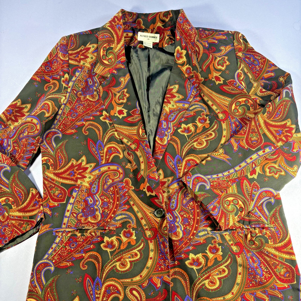 Vintage ALFRED DUNNER Womens Blazer Paisley Retro 10 Great Gatsby Fancy
